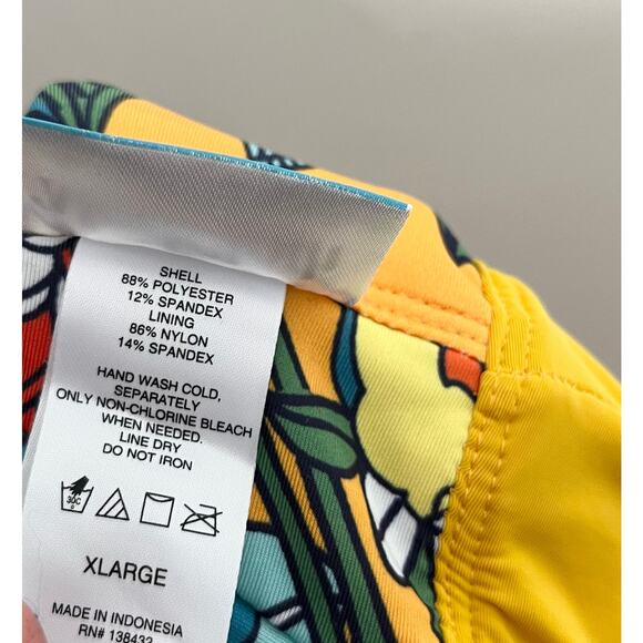 ModCloth Womens Lauren One Piece Swimsuit XL Yellow Floral Colorful Deep V Swim - Picture 7 of 9